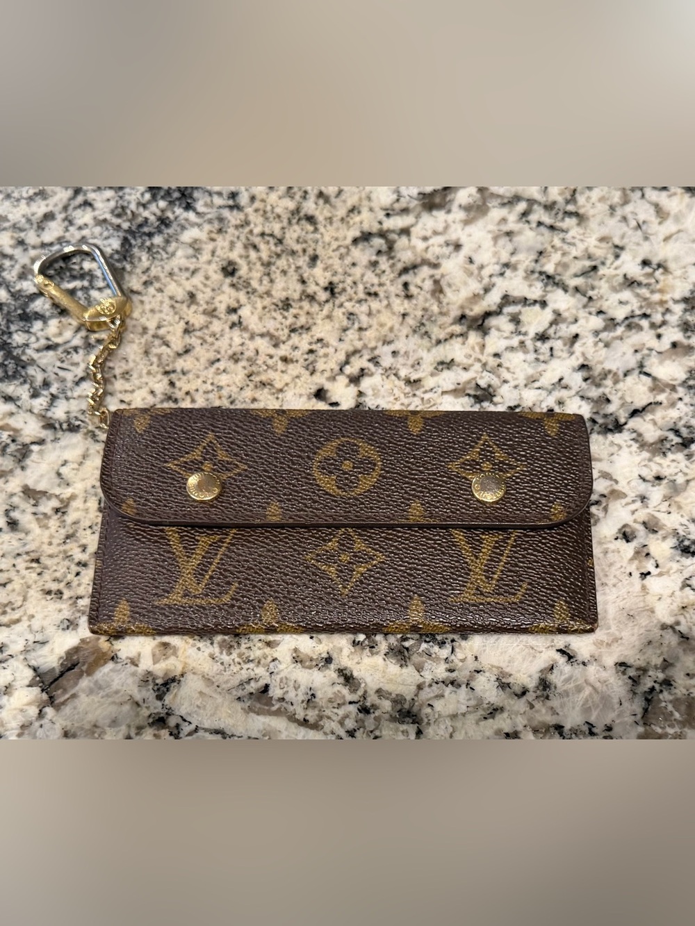 Louis Vuitton Monogram Leather mini chain wallet w/ Detachable Chain & Clip